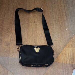 Disney Black Crossbody Bag with Gold Minnie Mouse Small Purse NEW